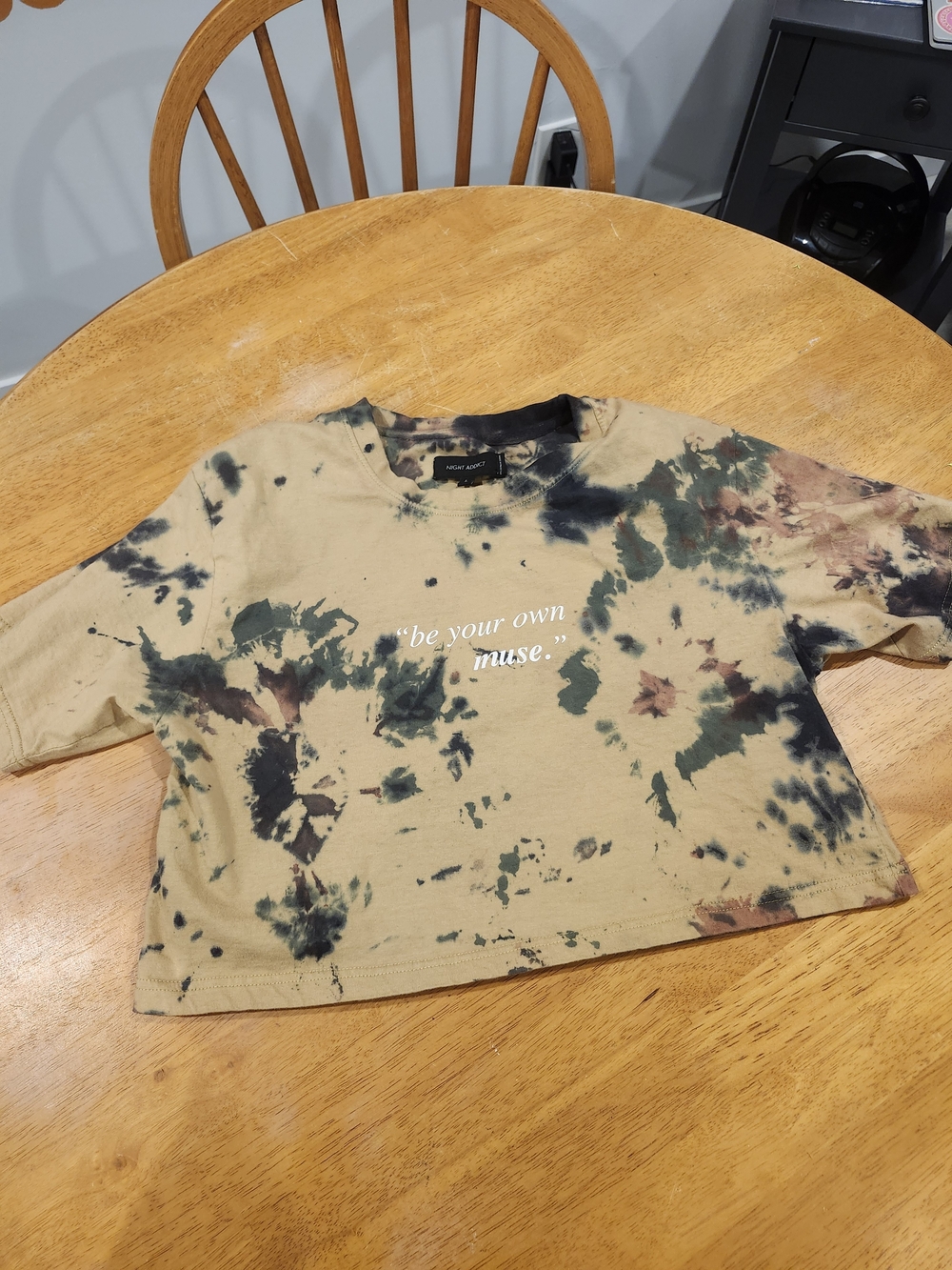 Night Addict “Be Your Own Muse” Cropped Tee – Hand Dyed Tie-dye